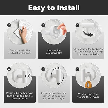 Shower Hooks for Inside Shower,No-Drill Removable&Reusable Towel Hooks for Bathroom,Heavy Duty Suction Cup Hooks for Glass Window,2 Packs(White)