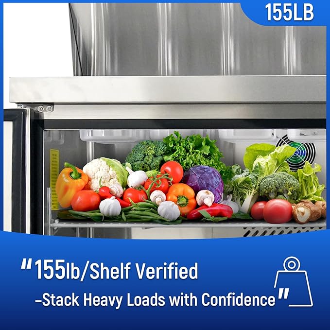 DeepTide Commercial Freezer and Refrigerator Shelves, Durable and Resistant to Corrosion, Easy Snap-On Design, Adjustable Steel Shelving, 2 Pack