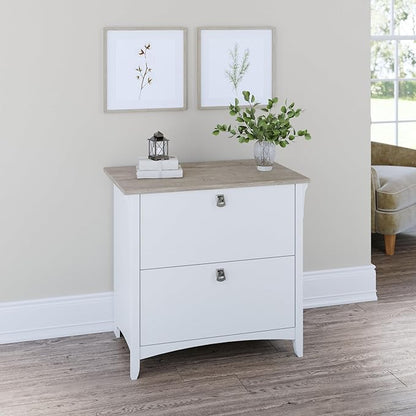 Bush Home Salinas 2 Drawer Lateral File Cabinet in Shiplap Gray and Pure White, Home Office Storage Solution, Organizer with Drawers for Workspace, Filing Unit