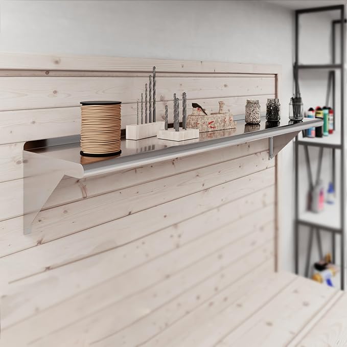 NSF Certified 18 Gauge Heavy Duty Stainless Steel Wall Shelf with Brackets for Kitchens, Utility Rooms, Storage, Offices & Home (60"x10")