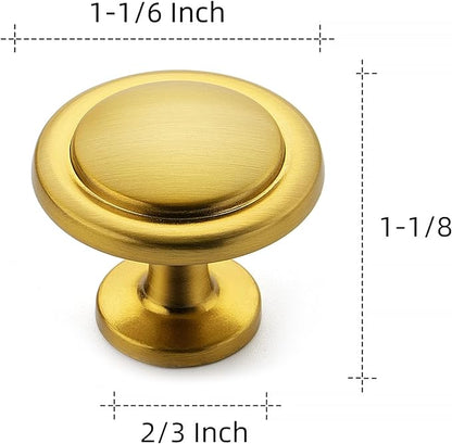 Ravinte 5 Pack 1-1/4 Inch Kitchen Cabinet Knobs - Brushed Brass Zinc Drawer Pulls and Door Handles for Dresser