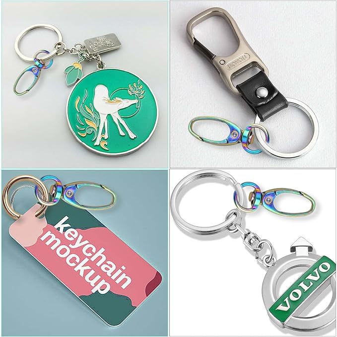 BronaGrand Swivel Clasp Clips,20pcs 35mm Swivel Trigger Clips Metal Keyring Clasps Snap Hooks for Hanging Key Chains Dog Leashes Crafts Decorations,Rainbow Color