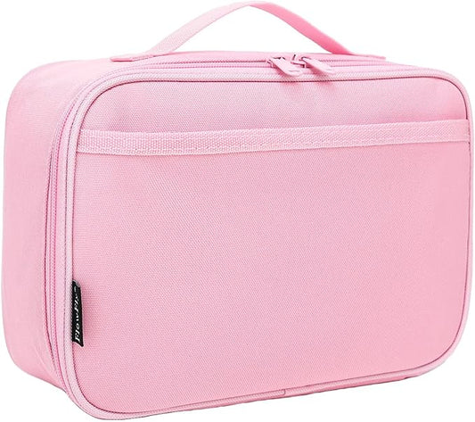 FlowFly Kids Lunch box Insulated Soft Bag Mini Cooler Back to School Thermal Meal Tote Kit for Girls, Boys, Pink