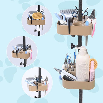 Pet Grooming Organizer for Scissors, Brushes and Tools-Rotatable Multi-Compartment Grooming Arm Stand