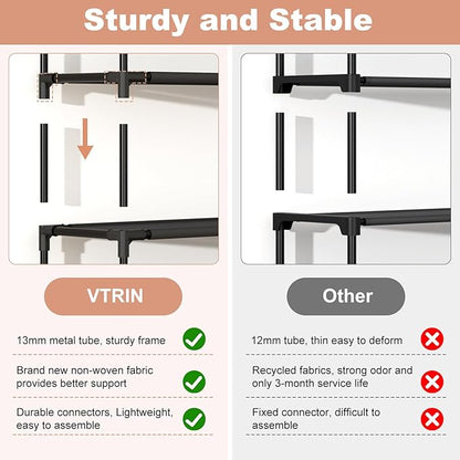 VTRIN Vertical Narrow Shoe Rack Organizer 10 Tier Tall Shoe Shelf Holds 20-22 Pairs with Non-Woven Dustproof Cover for Closet, Entryway Black