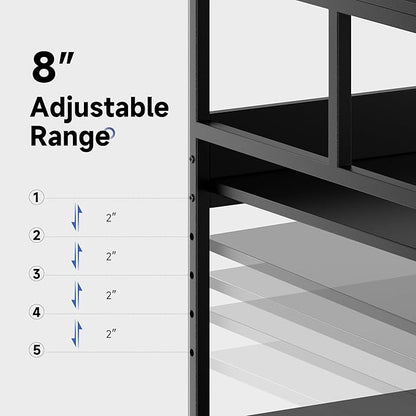 Printer Stand, 23.6''×23.6''×29'' Large Printer Table for Home Office with Locking Casters, Sturdy 3-Tier Rolling Cart with Adjustable Shelf, Mini Fridge Stand, Home Office Essentials, Black