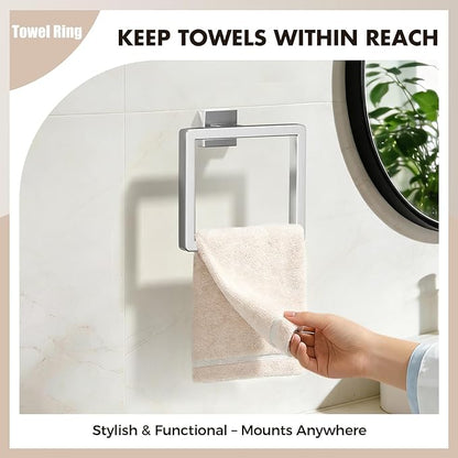 Bathroom Accessories Towel Bar Set: 20 Pieces Brushed Nickel Square Bathroom Hardware SUS304 Stainless Steel - Wall Mounted Towel Rack&Toilet Paper Holder&Towel Ring and Towel Hook