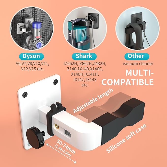 Shark Vacuum Wall Mount for Vacuum Stand Shark Cordless Vacuum Mount Compatible for V7 V8 V10 V11 V12 V15 Shark IX141 IZ562H IZ682H IZ361H IZ462H IZ163H IZ363HT IZ483H (White+Clip)