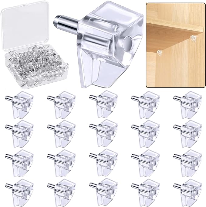 5 Millimeters Shelf Support Peg，Support Cabinet Shelf Pins，Clear Plastic Replacement Peg Cabinet Shelf Supports Pins for Kitchen Furniture Book Shelves Shelf Holder Locking Pins (20 Pieces)