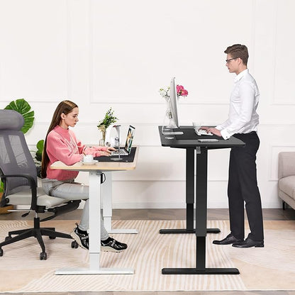 farexon 48 x 24 inch Standing Desk Electric Adjustable Height with Charging Station, Stand up Desk with Wheels, Preset Heights Home Office Gaming Computer Workstations Table（Oak