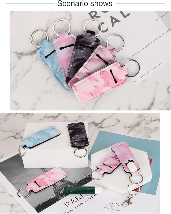 Chapstick Holder Keychain Lip Balm Holder Lipstick Sleeve Pouch Lip Gloss Holder Stocking Stuffers Gift for Women