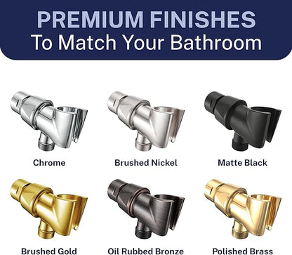 HammerHead Showers® Solid Metal Handheld Shower Head Holder - Brushed Nickel - Adjustable Shower Wand Holder with Universal Wall Hook Bracket and Brass Pivot Ball - Hand Held Shower Head Holder