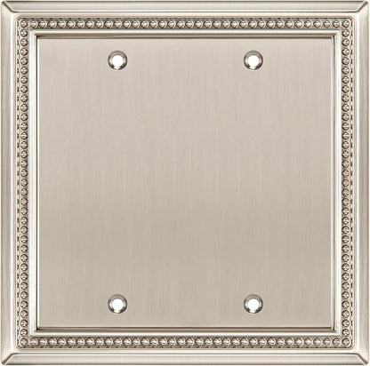 Henne Bery Sunken Pearls Heavy Duty Decorative Wall Plate Switch Plate Outlet Cover (Double Blank, Satin Nickel)