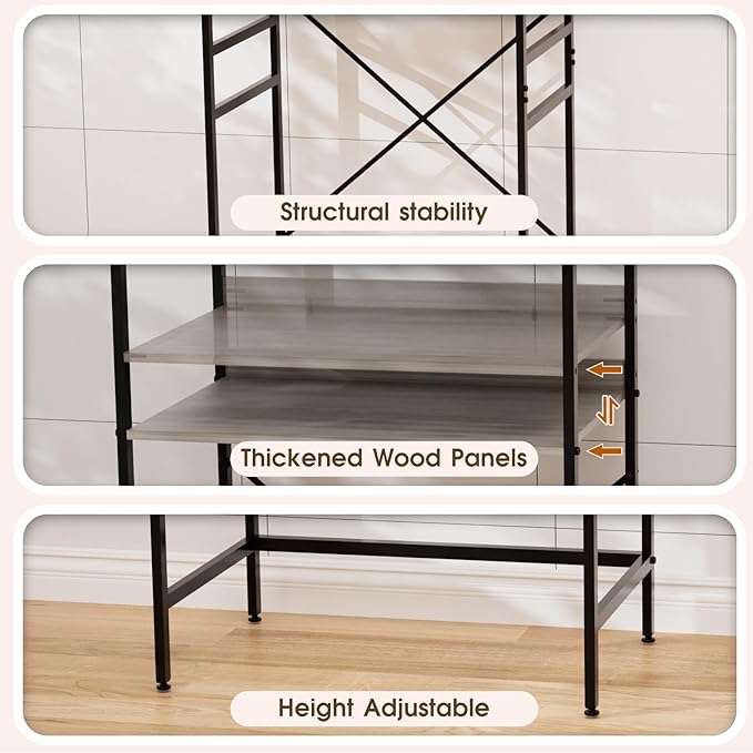 Mini Fridge Shelf Mini Fridge and Microwave Stand Over Mini Fridge Storage Rack Height Adjustable Microwave and Fridge Stand Suitable for Dorm, Kitchens, Offices, Modern Gray