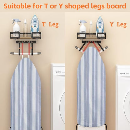 Ironing Board Holder Wall Mount, Iron Board Wall Hanger, Sewing, Laundry Room Organization, Black, T&V Shaped Space Saving Iron Holder for Laundry Room Decor and Accessories, Organization and Storage