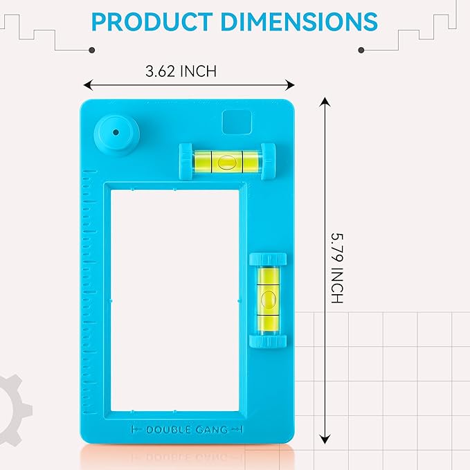 Low Voltage Mounting Bracket Template, Horizontal or Vertical Mounting Template for Single Gang and Double Gang Low Voltage Brackets, Easily Mark Out Cutouts (Blue)