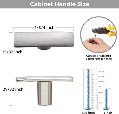 30 Pack Silver Cabinet Knobs - Curved Cabinet Pulls Brushed Nickel Knobs for Kitchen Cabinet Drawer Solid Dresser Knobs for Cabinet Hardware 1-3/4in Length Single Hole