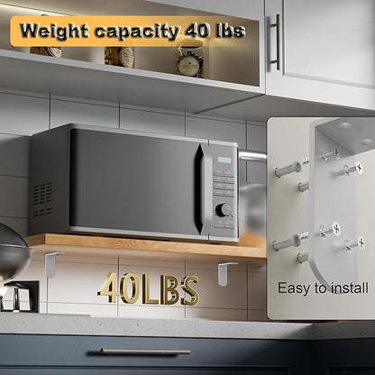 Alise 4Pcs Shelf Brackets White, Stainless Steel Floating Shelf Brackets Corner Brackets, L Brackets for Shelves, 90 Degree Angle Bracket, Heavy Duty Shelf Brackets for Wood Furniture (3.35X3.35 in)