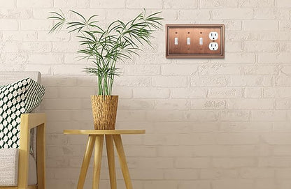 Henne Bery Sunken Pearls Heavy Duty Decorative Wall Plate Switch Plate Outlet Cover (Triple Toggle/Single Duplex, Antique Copper)