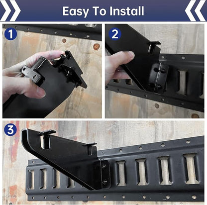 E Track Fixed Shelf Brackets,Heavy Duty Metal DIY E-Track Brackets for Shelves in Enclosed Trailer, Truck,Warehouse,Cargo Trailer- Pack of 4