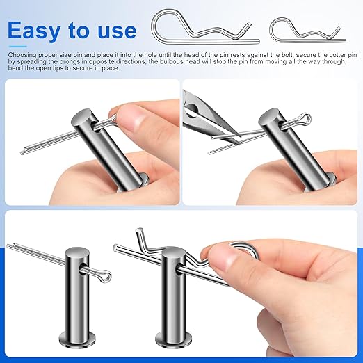 Cotter Pin Assortment Kit, 220PCS Cotter Pins 13 Sizes Premium 304 Stainless Steel Heavy Duty R Clips & Hairpin Split Pin Set, Hardware Pins for Automotive, Trailer, Pin Lock System