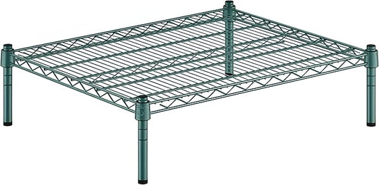 24" x 30" x 8" Green Epoxy Wire Storage Shelf, Dunnage Rack, Commercial 1 Tier Small Shelf