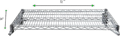 Heavy Duty Chrome Wire Wall Shelf – NSF Certified Commercial Storage Rack with Mounting Brackets – Steel Wire Shelf for Kitchen, Restaurant, Garage, or Pantry (14" x 72")