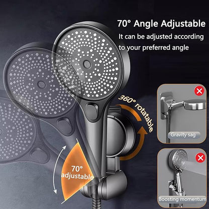 Resdenio Shower Head Holder - Strong Suction Cup No Drilling Showerhead Bracket Waterproof Handheld Shower Holder, Adjustable Wand Holder for RV, Kids, Bathroom (Black)