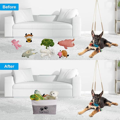 Dog Toy Basket Collapsible Dog Toy Box with Handles Foldable Dog Toy Bin for Pet Toys,Accessories