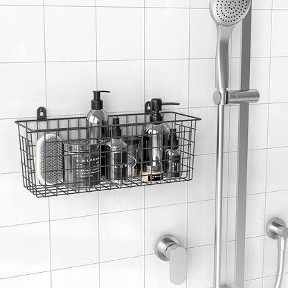 MaraFansie Extra Large Hanging Wall Basket 4-Pack Wall Mounted Wire Basket Cabinet Storage Bin Organizer Wall Shelves Farmhouse Decor for Home Kitchen Bathroom, Black