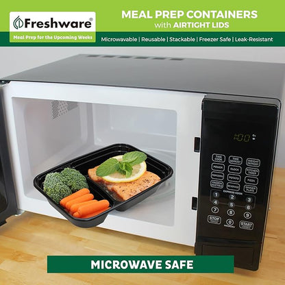 Freshware Meal Prep Containers [150 Pack] 2 Compartment with Lids, Food Storage Containers, Bento Box, BPA Free, Stackable, Microwave/Dishwasher/Freezer Safe (28 oz)