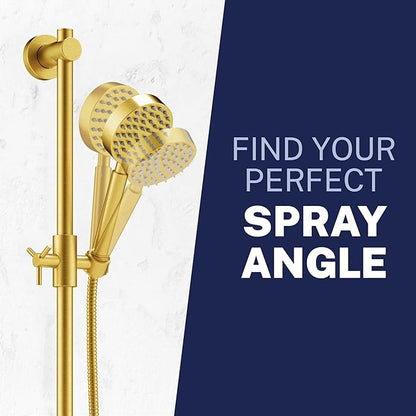 HammerHead Showers® Solid Metal 27.5 Inch Shower Slide Bar for Hand Held Shower Heads, Brushed Gold | Adjustable Height Showerhead with Hose Rail System | Easily Adjust Height & Angle of Handshower