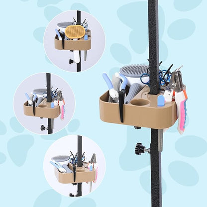 Pet Grooming Organizer for Scissors Brushes and Tools - Rotatable Multi Compartment Grooming Arm Stand