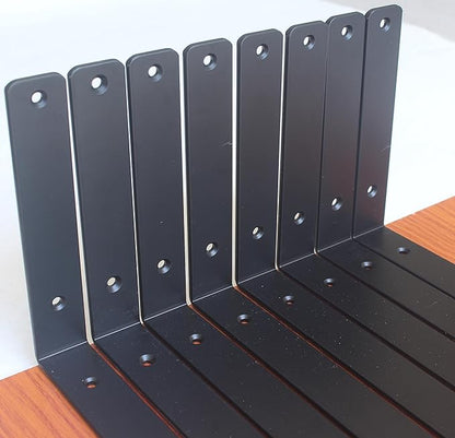 10 Pack - L 12" x H 8" x W1.5, 5mm Thick Black L Shelf Bracket, Iron Shelf Brackets, Metal Shelf Brackets, Floating Shelf, Shelf Supports with Screws