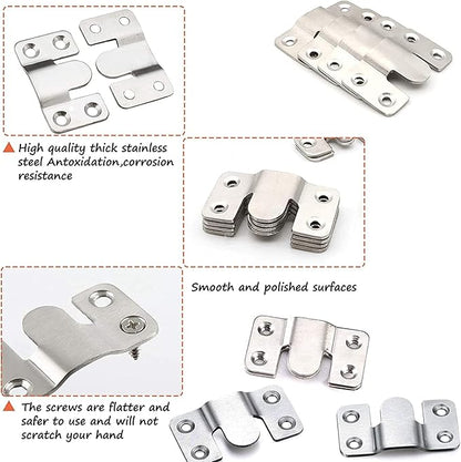 Flush Mount Bracket, Headboard Wall Mounting Brackets-56 x 30mm Interlocking Hanging Bracket, Mounting Hardware for Picture Hanging and Sectional Couch Connectors (4 Pairs)