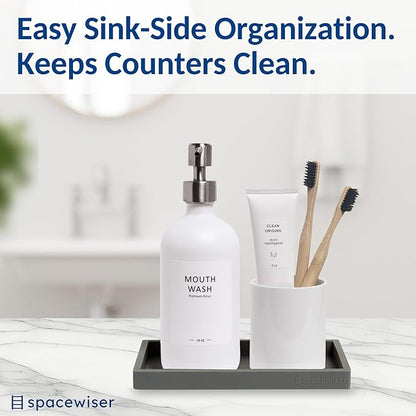 Countertop and Vanity Tray - Small 7.7" Silicone Tray for Soap Dispenser Bottles, Bathroom Trays, Kitchen Sink Soap Trays, Sink Caddy Kitchen Sinks Organizer, Soaps Dish & Sponge Holder Mat