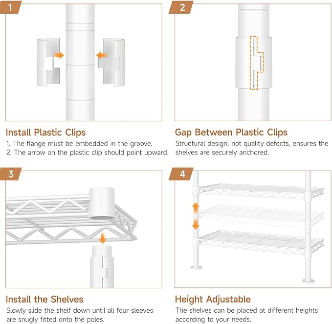 P3 Industrial Pipe Closet System, Wall Mounted Garment Racks with 4 Telescopic Rods & 6 Mesh Shelves, Heavy Duty Clothing Clothes Rack for Walk-in Closets (White)