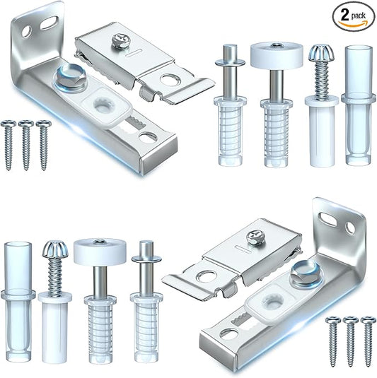 Bifold Door Hardware Repair Kit - 2 Pack Bi-fold Sliding Closet Doors Replacement Parts Include Top & Bottom Bracket, 3/8" Pivot, 7/8" Guides Wheel, for Folding Pocket Door Accordion