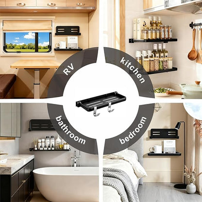 2 Pack Floating Shelves for Wall,Wall Folding Shelf Floating Shelves for Bathroom Hanging Shelves with Thickened Aluminum Alloy, Rust-Proof for Bathroom Kitchen (Grey)