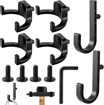 6 Packs Storage Shed Hooks Compatible with Suncast/Craftsman Shed, U-Shape and J-Shape Storage Shed Shelves Accessories with 4 Packs Long Bolts for Organizing Tool, Ladders, Bulk Items