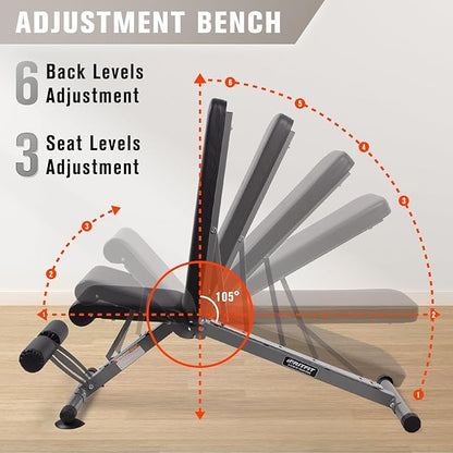 RitFit 2.36'' x 2.36'' Folding Squat Rack for Home Gym, Wall Mounted Squat Rack with Attachments - Space Saving Squat Power Rack