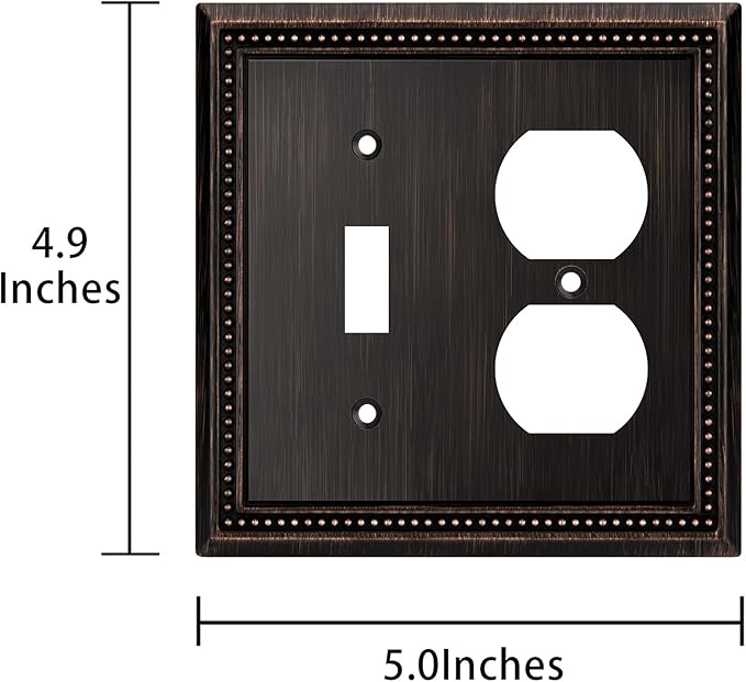 Henne Bery Sunken Pearls Decorative Wall Plate Switch Plate Outlet Cover (Toggle/Duplex, Aged Bronze)
