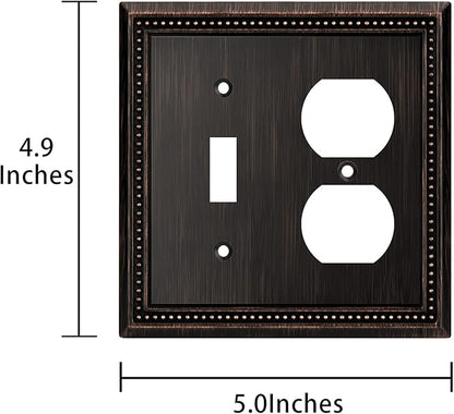 Henne Bery Sunken Pearls Decorative Wall Plate Switch Plate Outlet Cover (Toggle/Duplex, Aged Bronze)