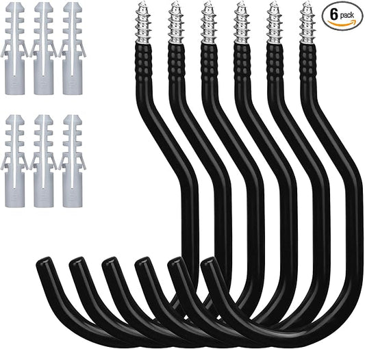 HORUSDY 6 Pack Heavy Duty Bike Hooks - 7.5 inches, 100LBS Capacity for Garage Wall and Ceiling