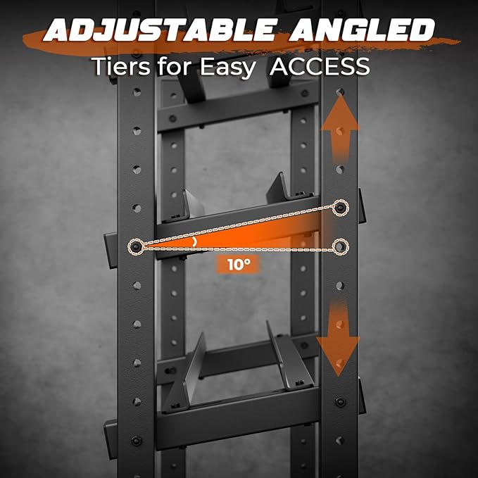 Upgraded 4-Tier Dumbbell Rack, 1100LBS Weight Rack for Home Gym, Barbell Holder Bumper Plate Storage Rack with Adjustable Height & Width Design, Heavy Duty Weight Storage Organizer (Rack Only)