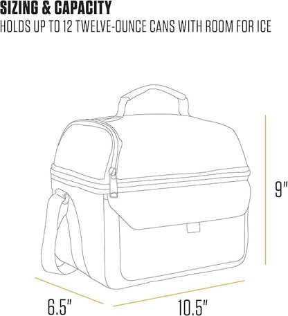 Carhartt 12 Can Two Compartment Lunch Box | Durable, Fully-Insulated Lunch Bag for Women & Men, Duck Blind Case, Large Lunchbox (Industry Red)