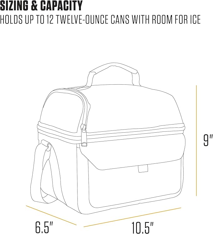 Carhartt 12 Can Two Compartment Lunch Box | Durable, Fully-Insulated Lunch Bag for Women & Men, Large Lunchbox (Carhartt Brown)
