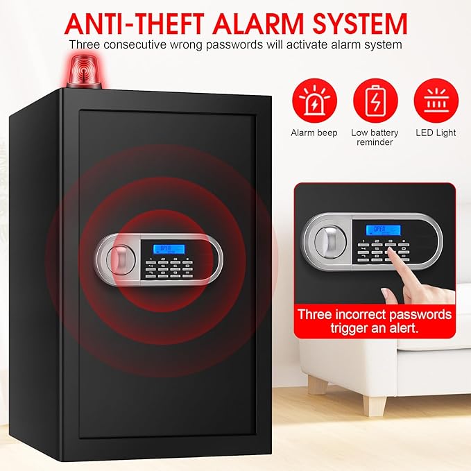 5.2 Cuft Large Safes for Home Use Fire and Water Proof, Anti-Theft Digital Security Safe Box With Programmable Keypad & Spare Keys, Home Safes Water and Fireproof for Money Valuables