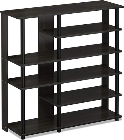 Furinno Turn-N-Tube Multi Storage Shoe Rack, 35.2"W 6-Tier, Espresso/Black,17082EX/BK