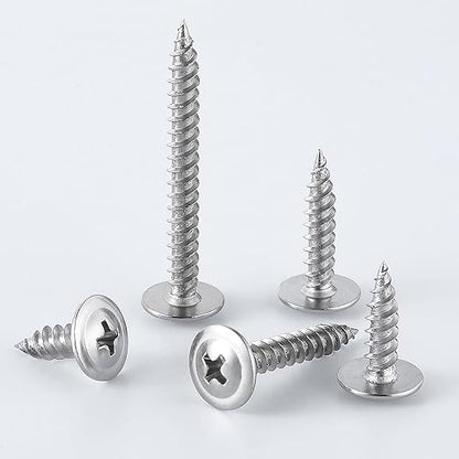 (400 pcs)#8×1/2" Phillips Truss Head Wood Screws Stainless Steel 410 Quick Metal Self Tapping